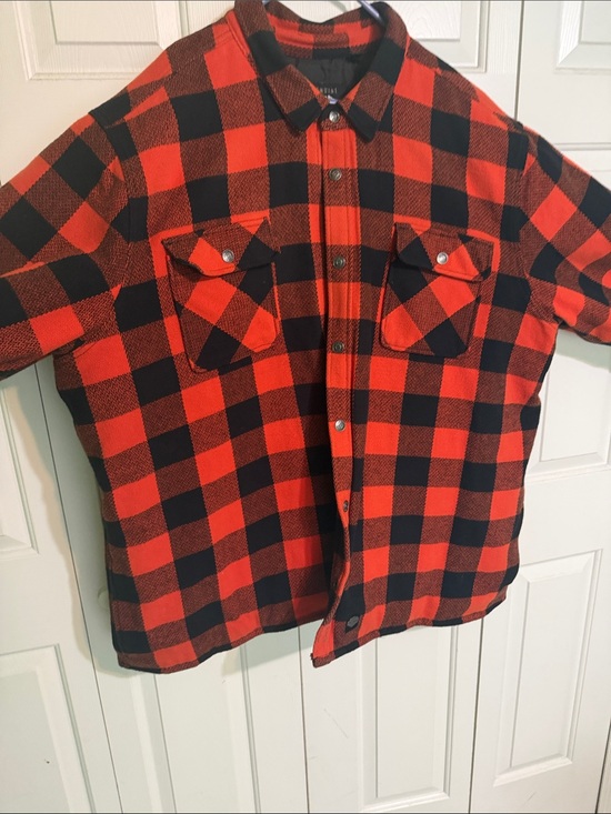 Harley-Davidson Other - Harley-Davidson Orange and Black Buffalo Plaid Button-Front Shirt